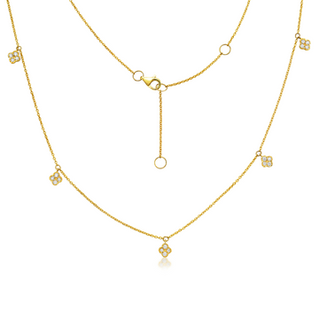 7 Flowers Dangle Diamond Station Necklace (0.35 ct.) in 14K Gold