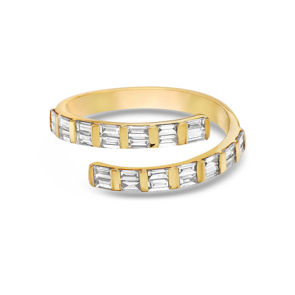Baguette Diamond Open Wrap Ring (0.79 ct.) in 14K Gold | Capucelli