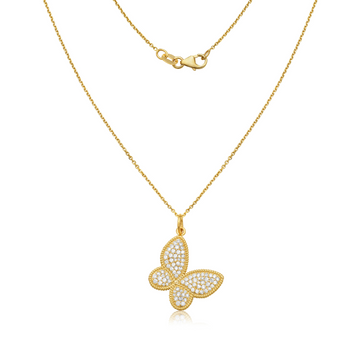 Diamond Butterfly Pendant Necklace (0.55 ct.) in 14K Gold