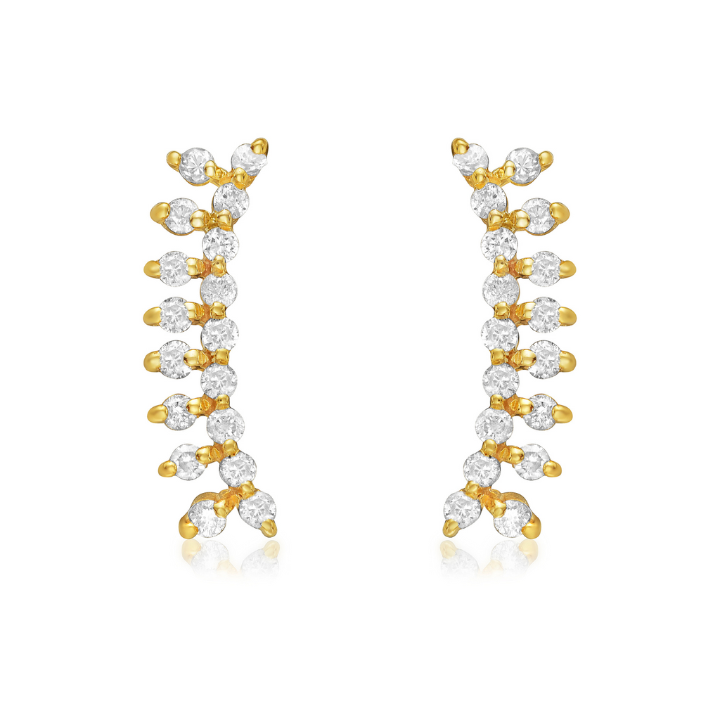 Diamond Curve Climber Earrings (0.20 ct.) in 14K Gold 