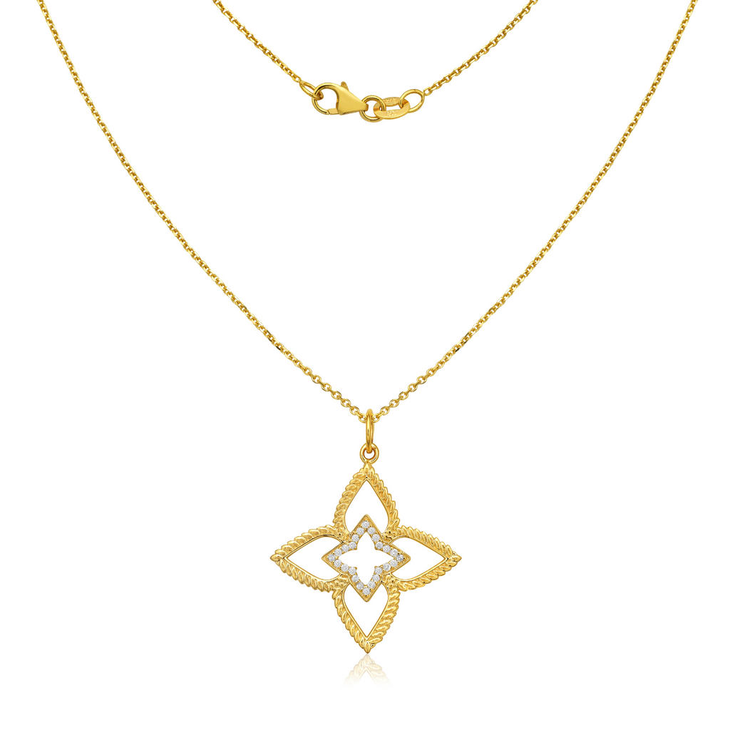 Diamond FloralFlower Pendant Necklace (0.10 ct.) in 14K Gold