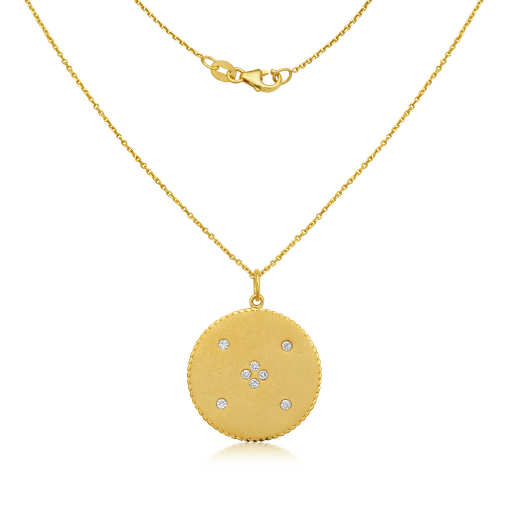 Diamond Medallion Coin Pendant Necklace (0.27 ct.) in 14K Gold