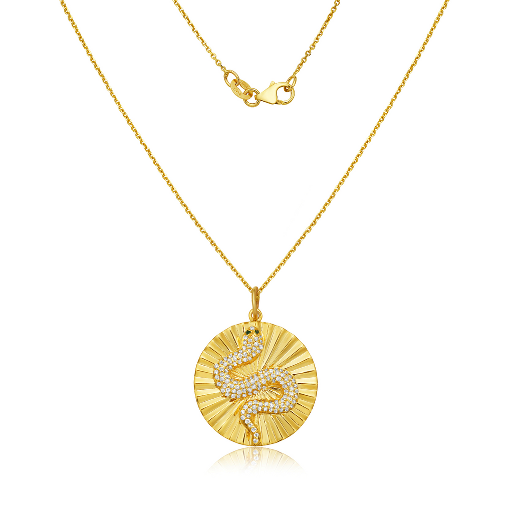 Capucelli 1" Diamond Medallion Snake Coin Pendant Necklace (0.40 ct.) in 14K Gold