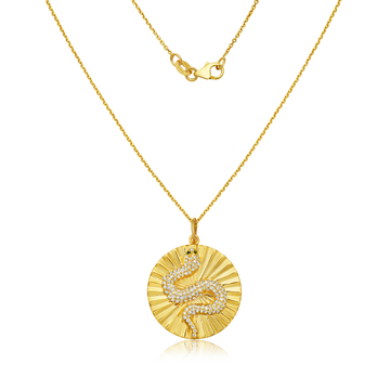 Capucelli 1" Diamond Medallion Snake Coin Pendant Necklace (0.40 ct.) in 14K Gold