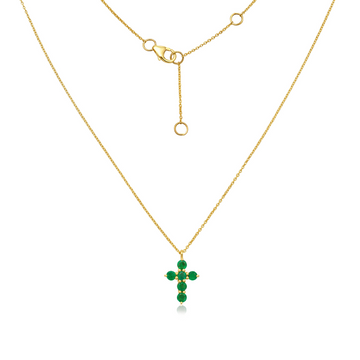 Emerald Cross Necklace (0.70 ct.) in 14K Gold