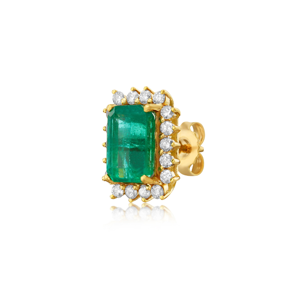 Emerald Cut Emerald With Diamond Halo Earrings (2.70 ct.) in 14K Gold