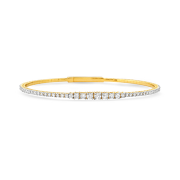 Graduated Diamond Thin Flexible Bangle Bracelet Cuff (1.65 ct.) in 14K Gold