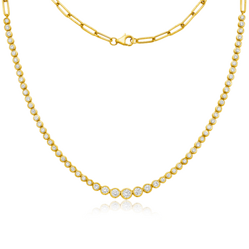 HalfWay Riviera Diamond Bezel Setting Tennis Necklace (2.50 ct.) in 14K Gold