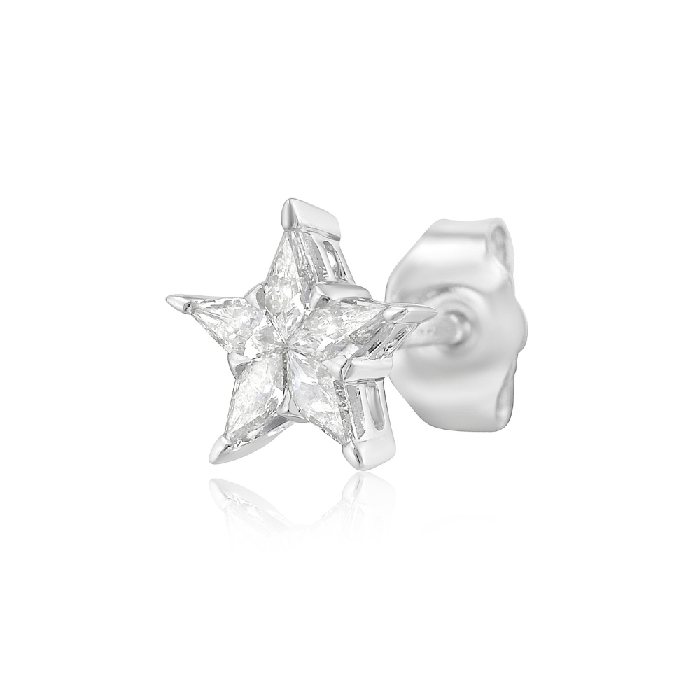 Pie Cut Diamond Star Shape Earrings (0.36 ct.) in 14K Gold