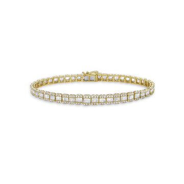 Round & Baguette Diamonds Rectangular Shape Tennis Bracelet (2.90 ct ...